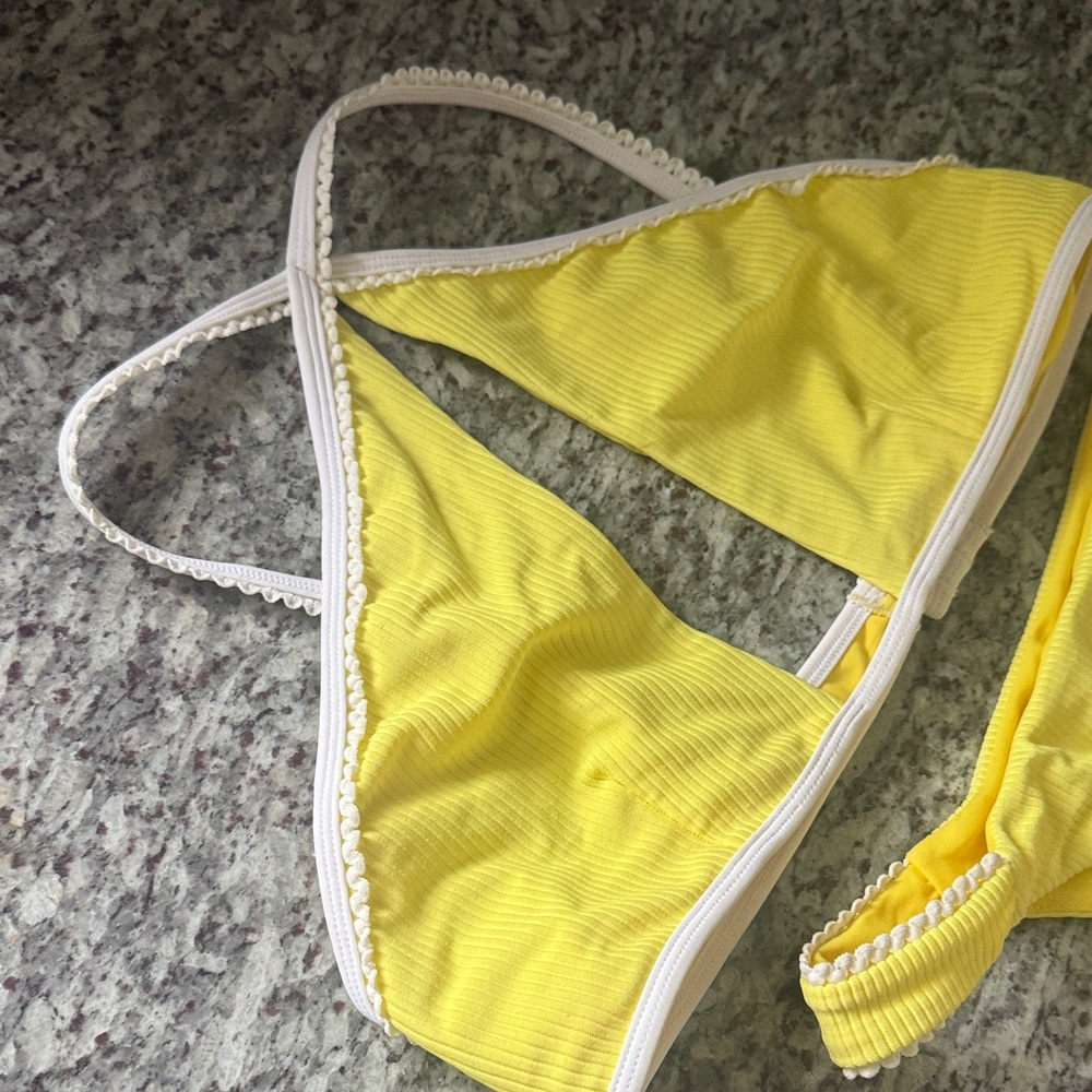 LPA Yellow Ribbed Triangle Bikini Set - Picture 2 of 4